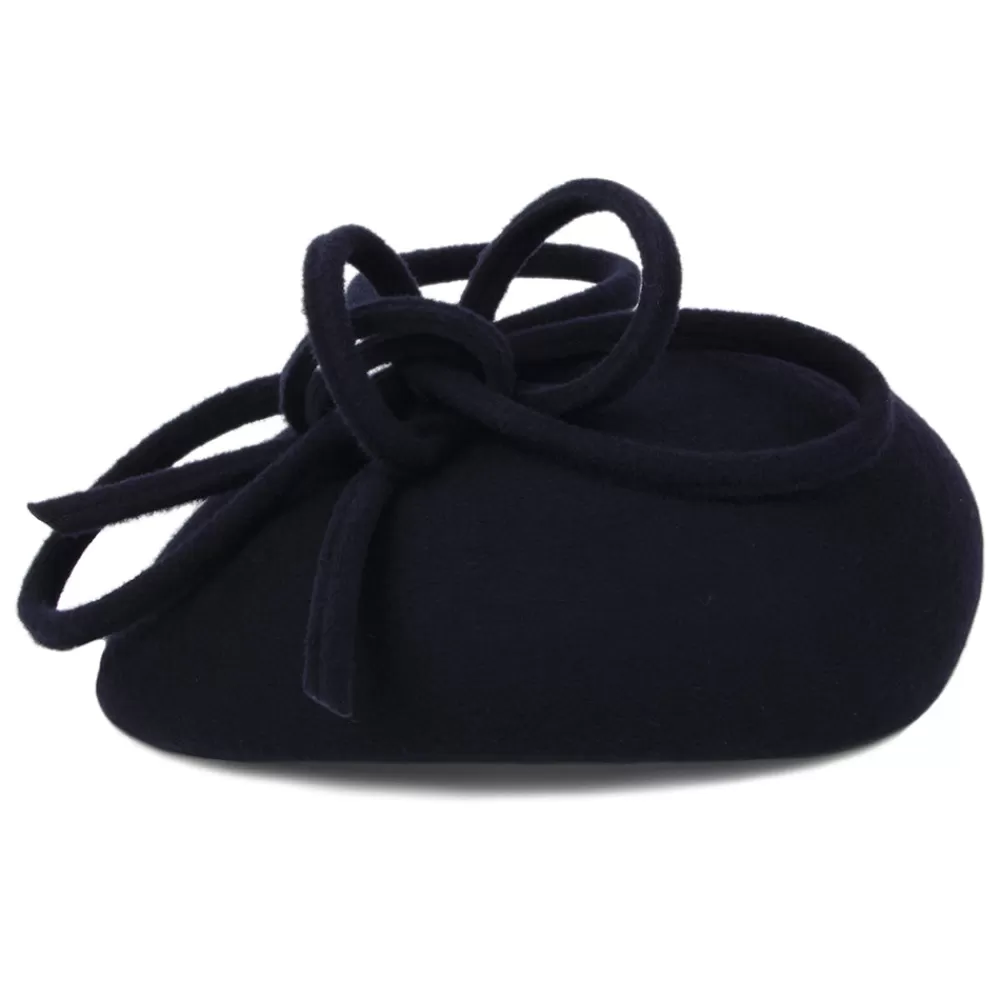 Chapeaux Cérémonie | Chapeaux Calots^Whiteley Chapeau Calot en Laine avec Boucles Rosey bleu marine