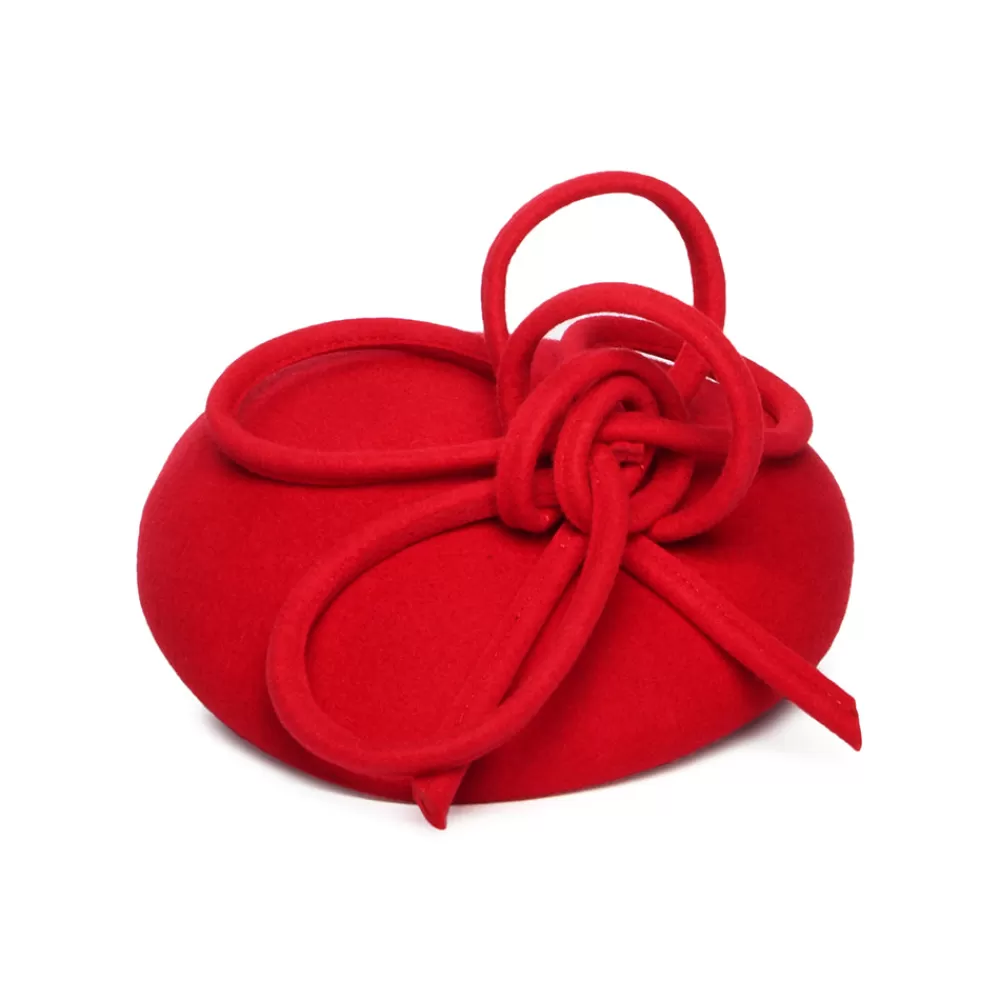 Chapeaux Cérémonie | Chapeaux Calots^Whiteley Chapeau Calot en Laine avec Boucles Rosey rouge