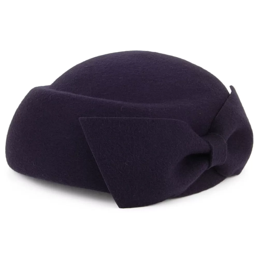 Chapeaux Cérémonie | Chapeaux Calots^Whiteley Chapeau Calot en Laine avec Nœud Avery bleu marine