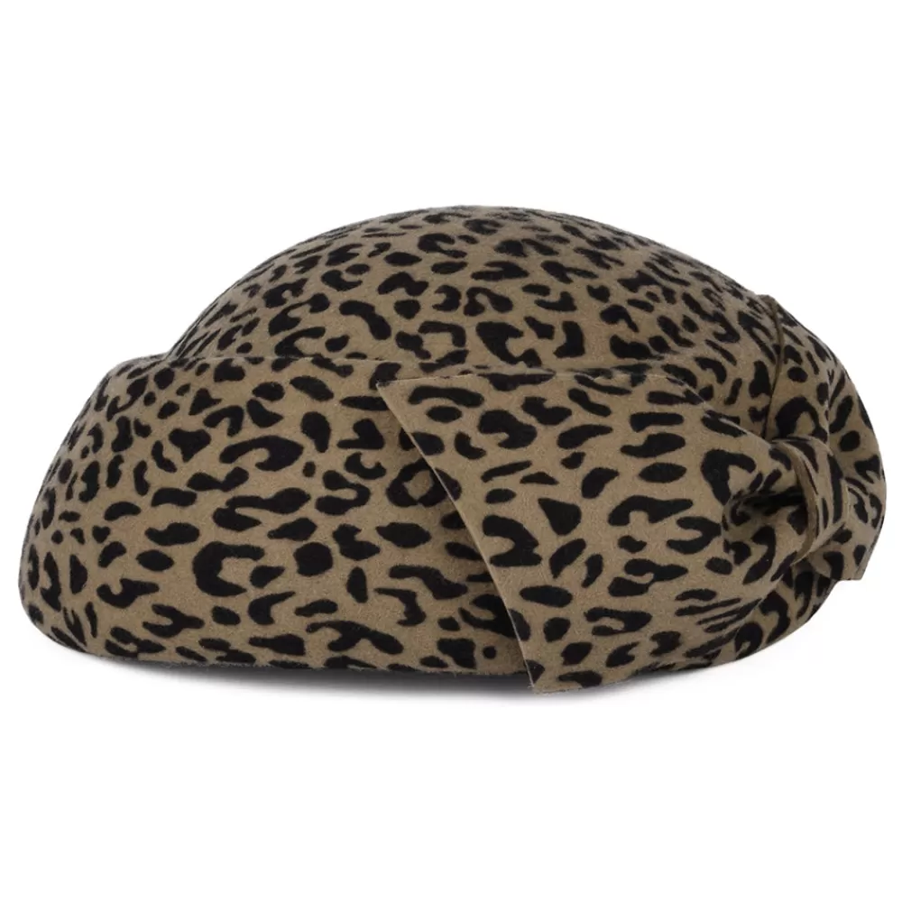 Chapeaux Cérémonie | Chapeaux Calots^Whiteley Chapeau Calot en Laine avec Nœud Avery léopard