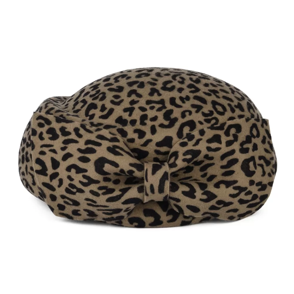 Chapeaux Cérémonie | Chapeaux Calots^Whiteley Chapeau Calot en Laine avec Nœud Avery léopard
