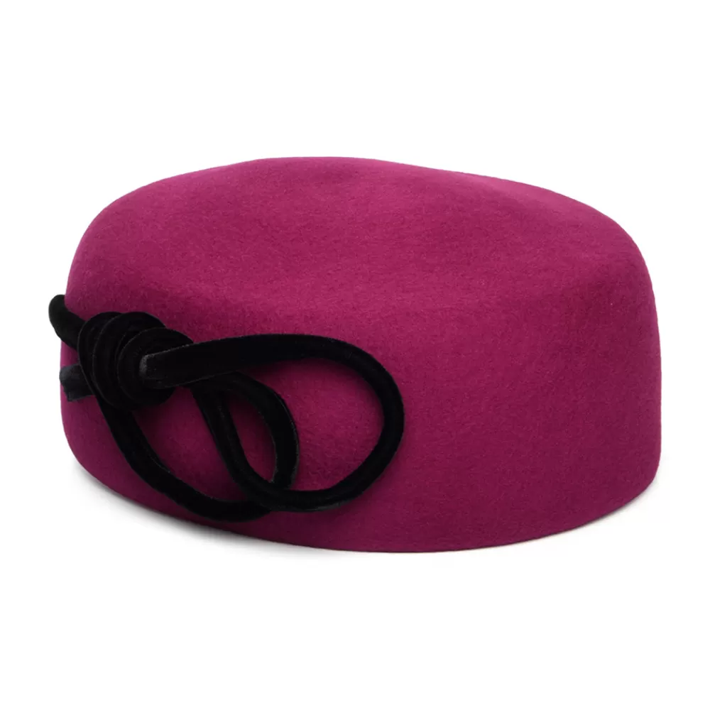 Chapeaux Cérémonie | Chapeaux Calots^Whiteley Chapeau Calot en Laine avec Nœud en Velours Caroline magenta