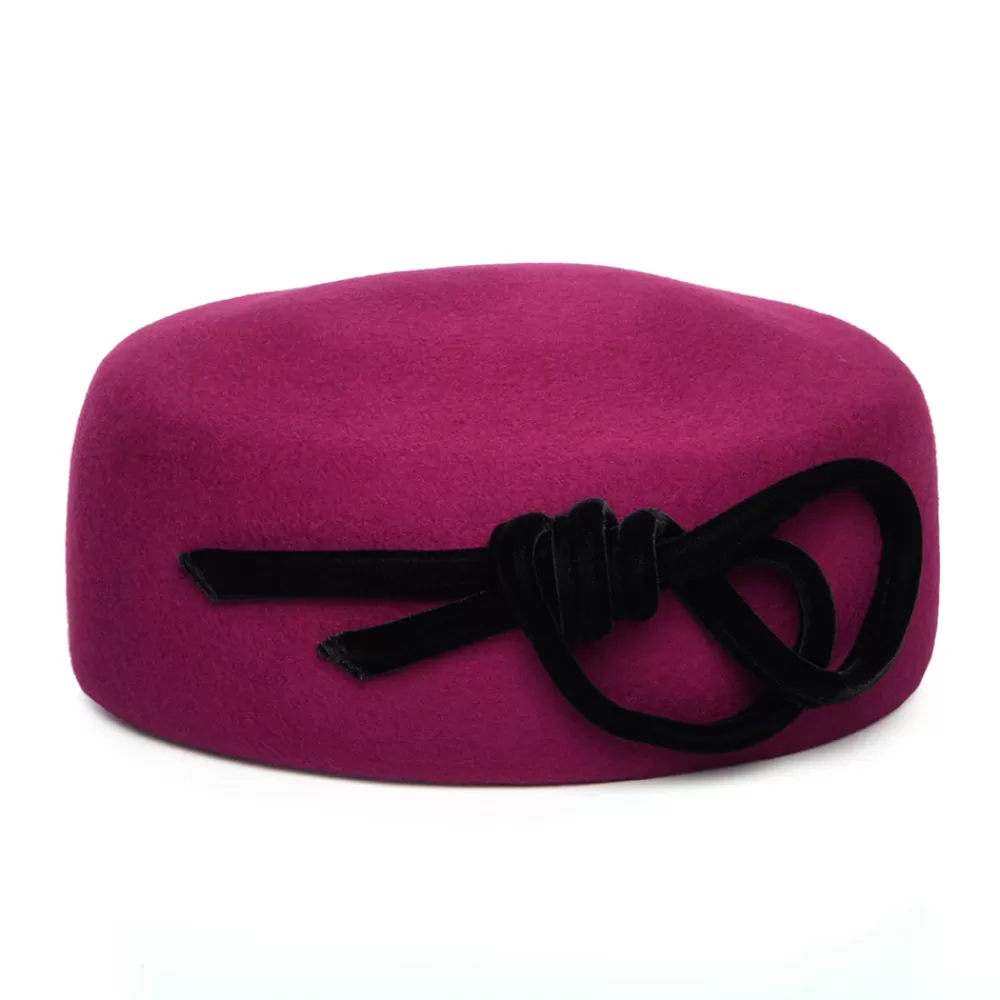 Chapeaux Cérémonie | Chapeaux Calots^Whiteley Chapeau Calot en Laine avec Nœud en Velours Caroline magenta
