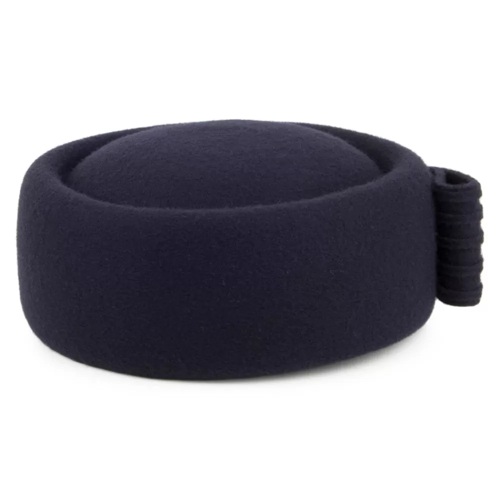 Chapeaux Cérémonie | Chapeaux Calots^Whiteley Chapeau Calot en Laine Jackie O Loop Bow bleu marine