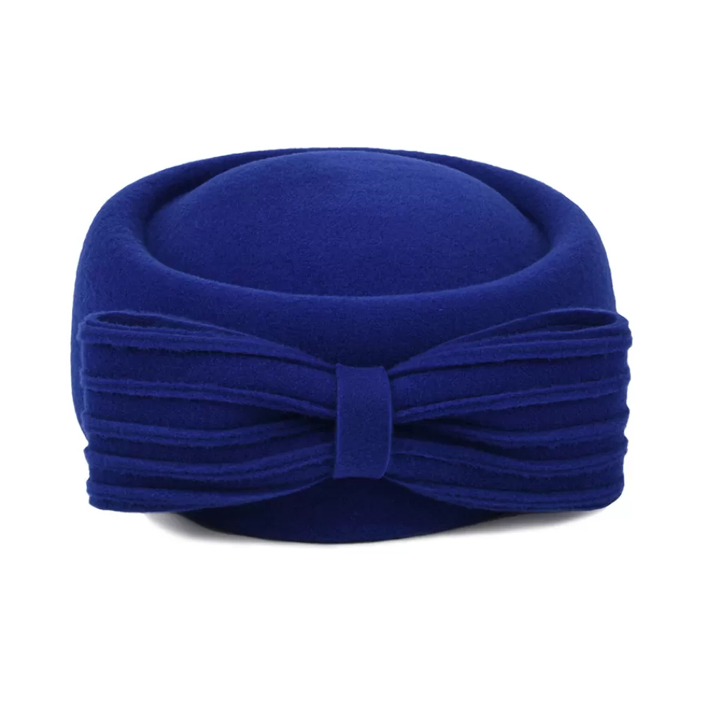 Chapeaux Cérémonie | Chapeaux Calots^Whiteley Chapeau Calot en Laine Jackie O Loop Bow bleu roi