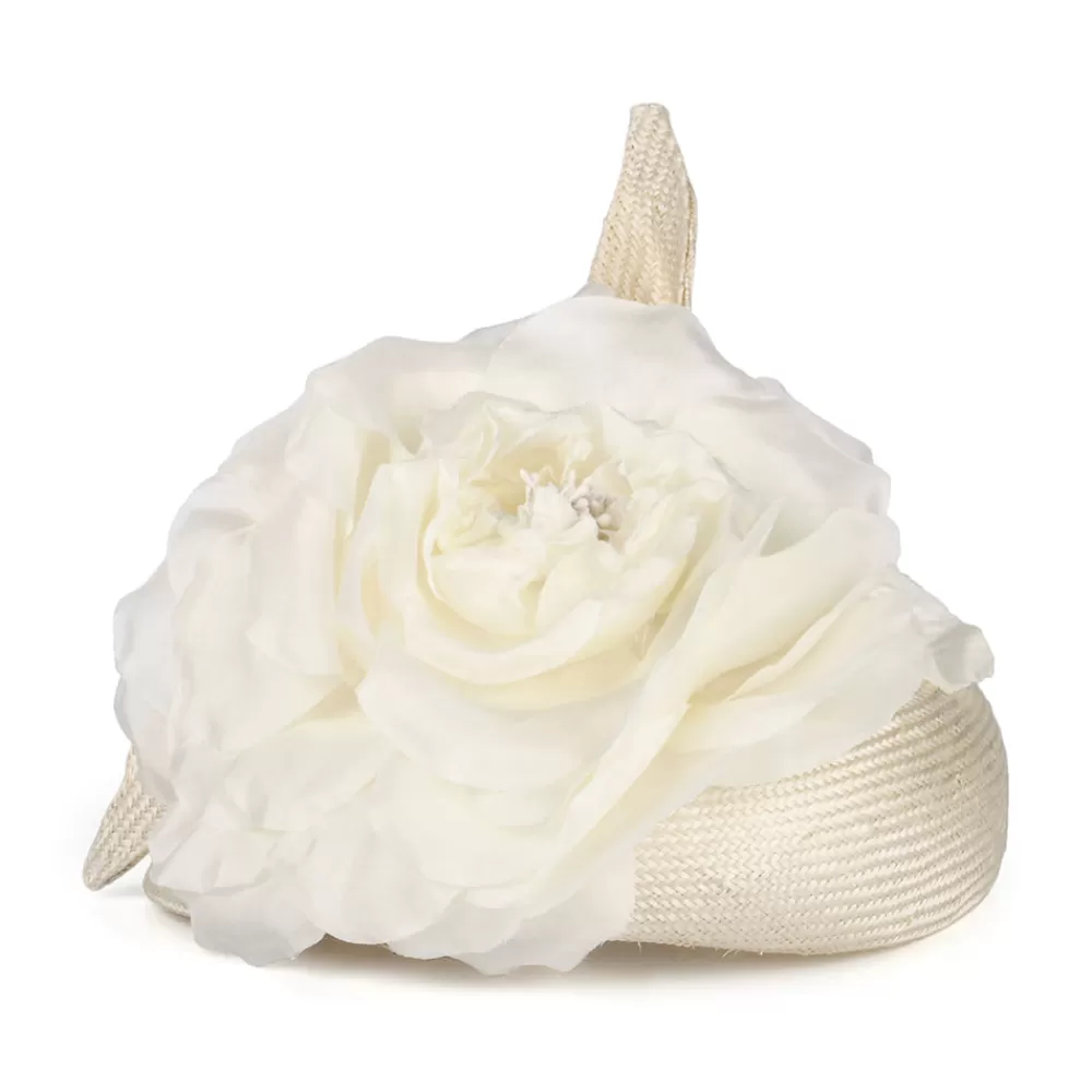 Chapeaux De Paille | Chapeaux Cérémonie^Whiteley Chapeau Calot en Paille Fleur ivoire