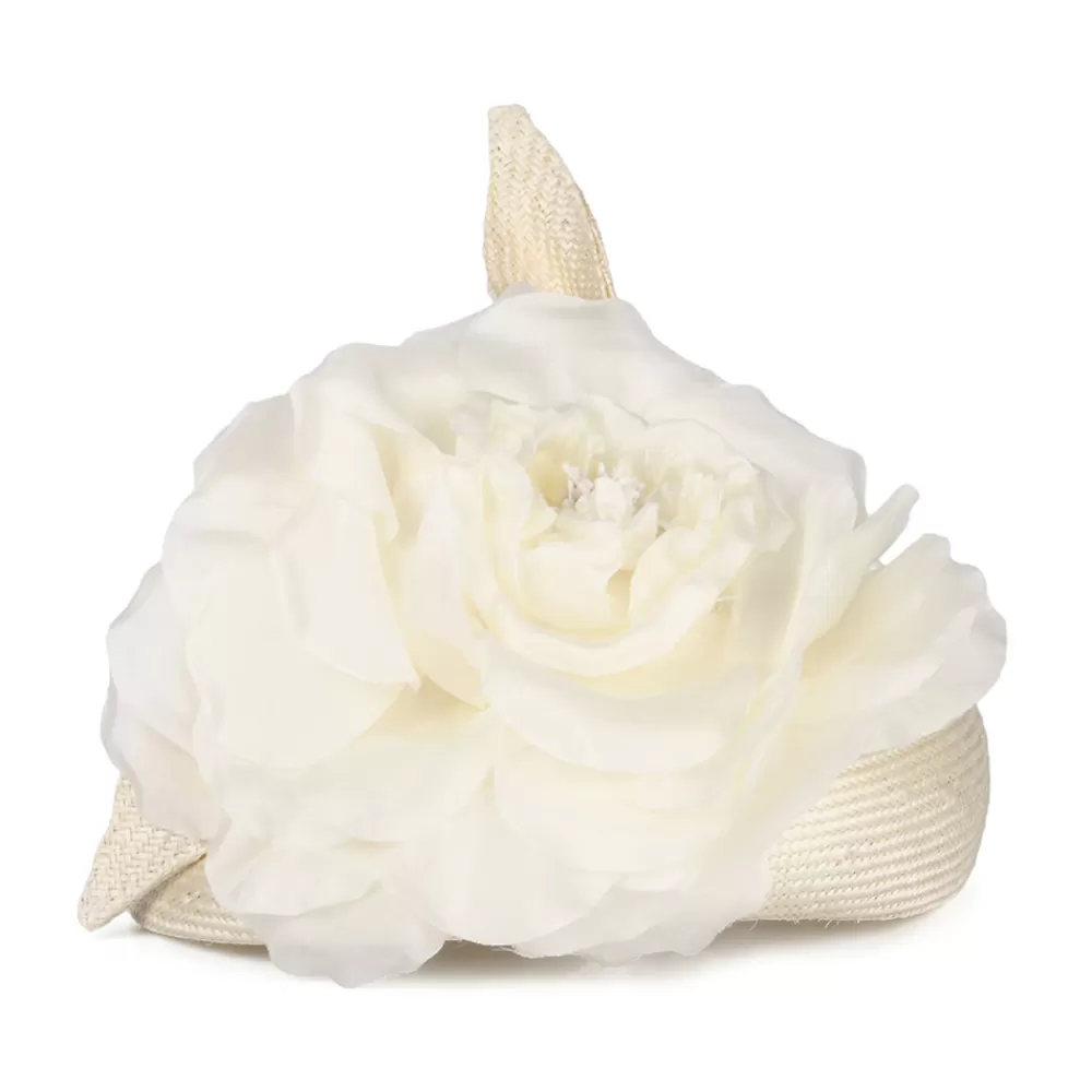 Chapeaux De Paille | Chapeaux Cérémonie^Whiteley Chapeau Calot en Paille Fleur ivoire