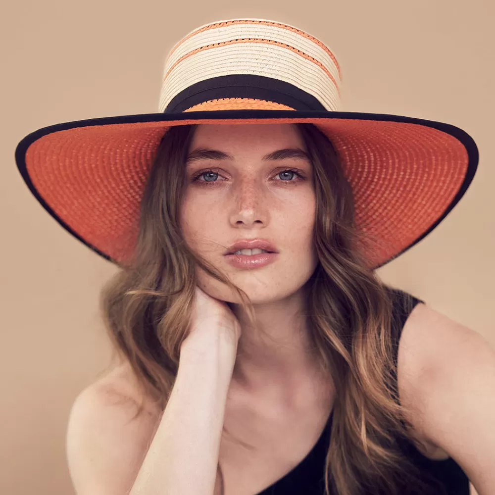 Chapeaux Été | Chapeaux De Paille^Seeberger Chapeau Canotier en Paille Toyo naturel-orange