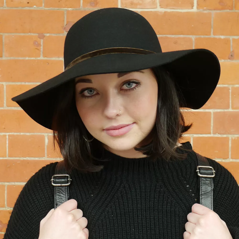 Chapeaux Hiver | Chapeaux Femme^sur la tête Chapeau Capeline en Laine Vintage noir SUR LA TÊTE