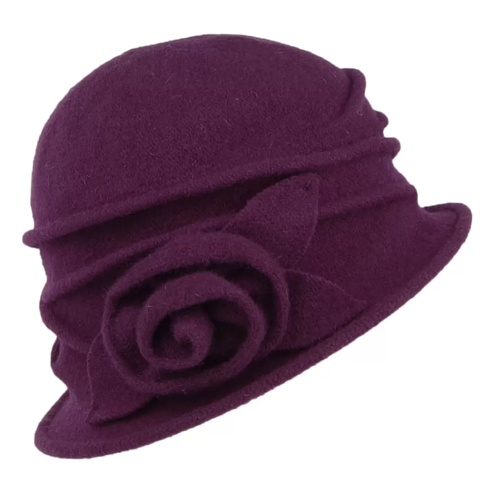 Chapeaux Hiver | Chapeaux Cloche^Scala Chapeau Cloche en Laine avec Rosette Sienna violet