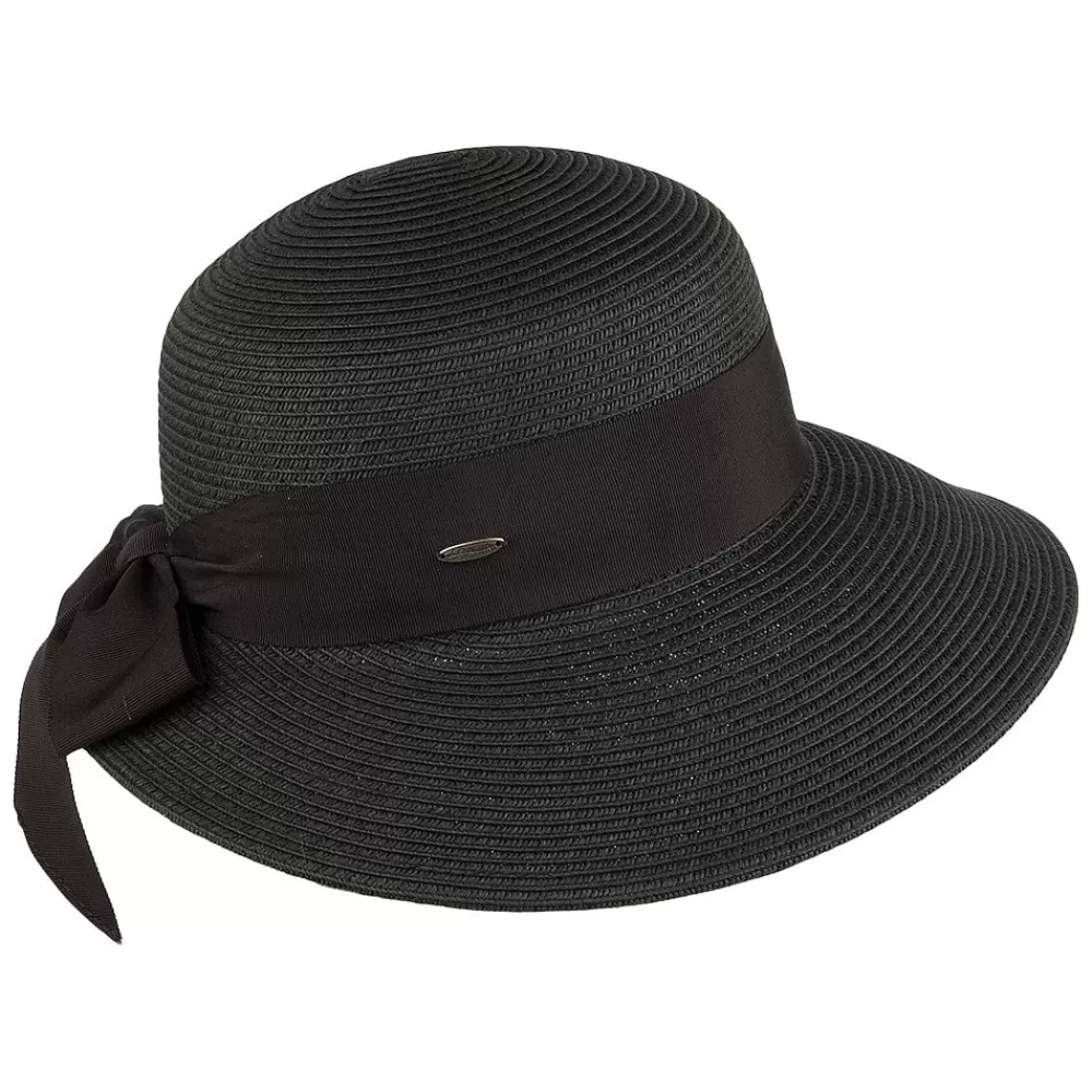 Chapeaux Été | Chapeaux De Paille^Scala Chapeau de Paille Été avec Noeud en Gros-Grain noir