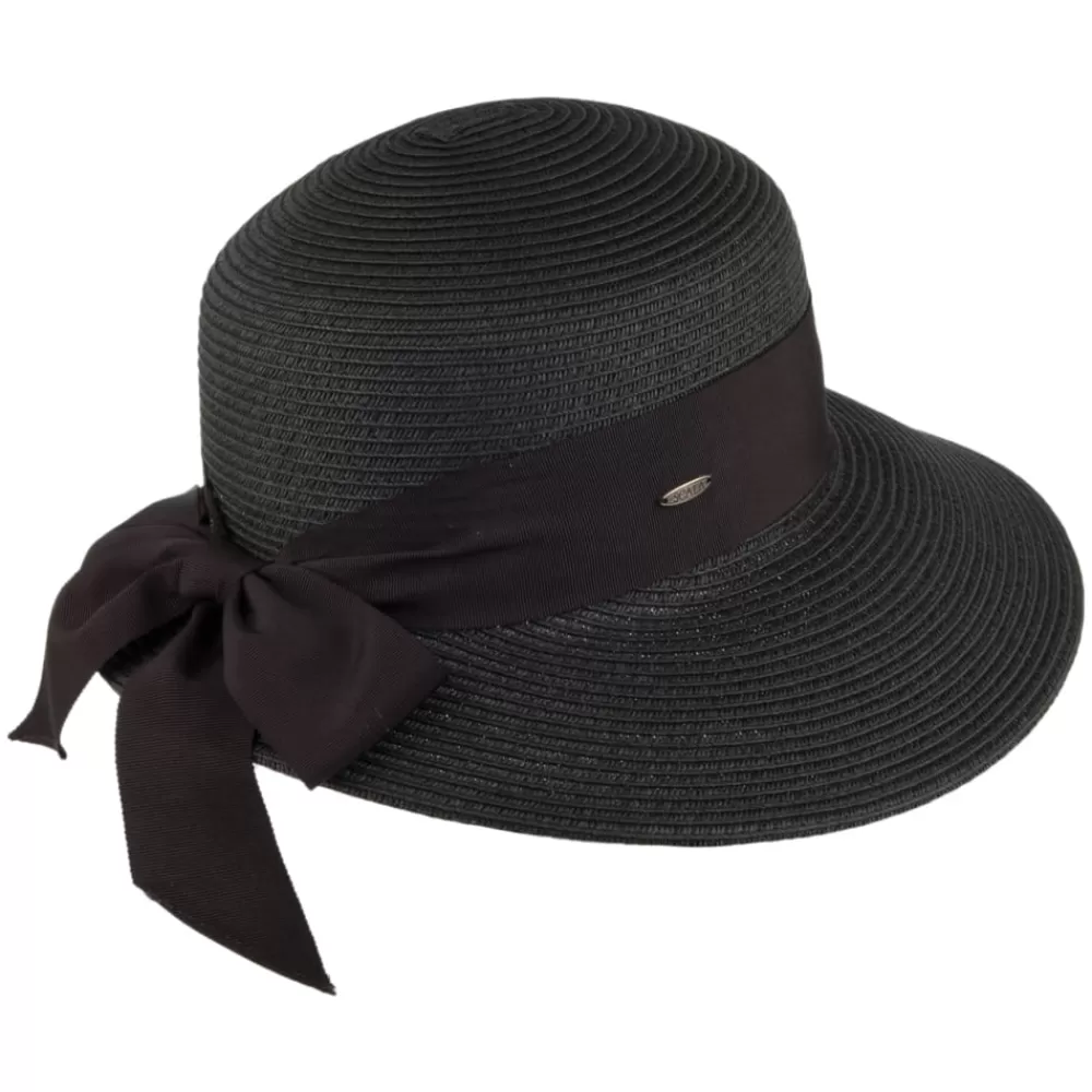 Chapeaux Été | Chapeaux De Paille^Scala Chapeau de Paille Été avec Noeud en Gros-Grain noir
