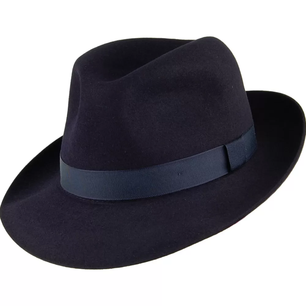 Chapeaux Trilby | Chapeaux Fedora^Christys Chapeau Fedora en Fourrure Feutrée Foldaway bleu marine