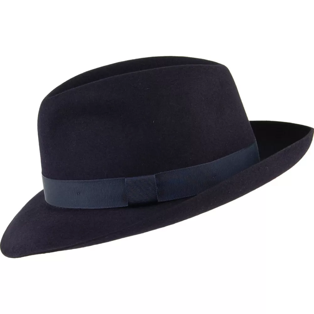 Chapeaux Trilby | Chapeaux Fedora^Christys Chapeau Fedora en Fourrure Feutrée Foldaway bleu marine