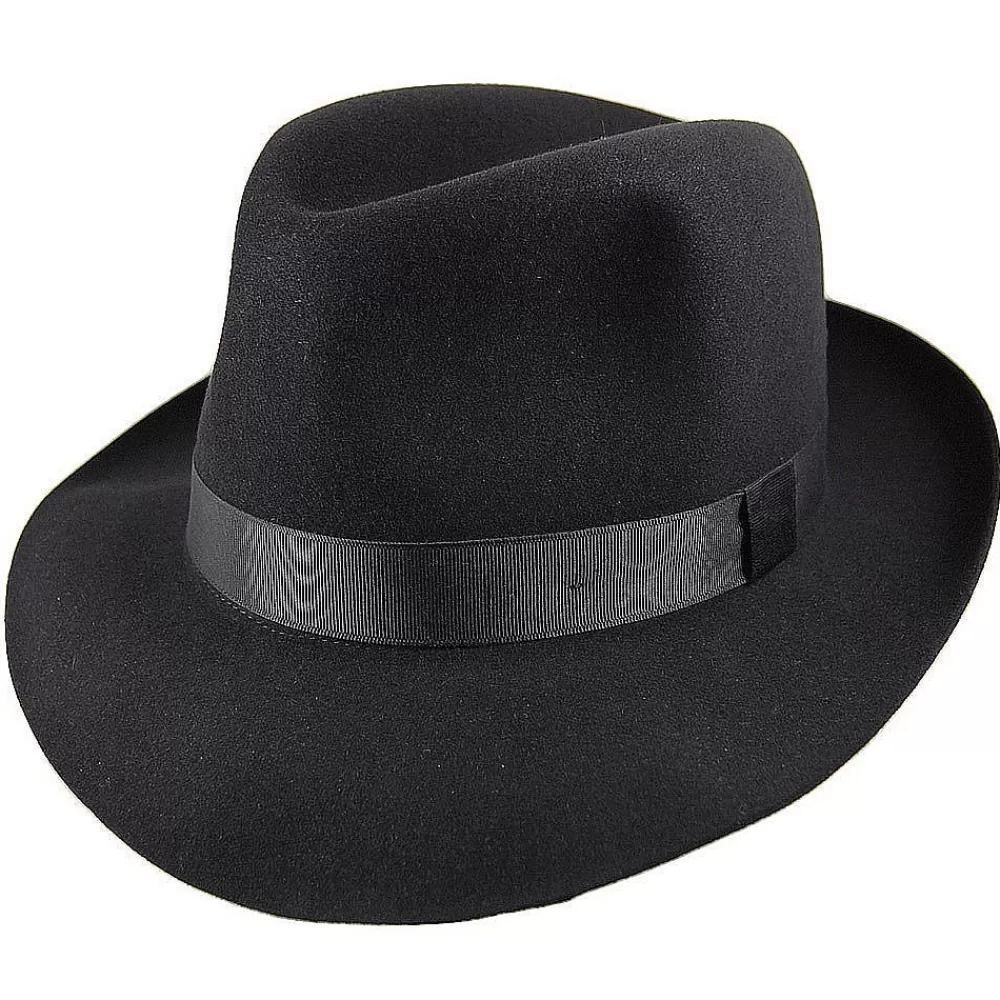 Chapeaux Trilby | Chapeaux Fedora^Christys Chapeau Fedora en Fourrure Feutrée Foldaway noir