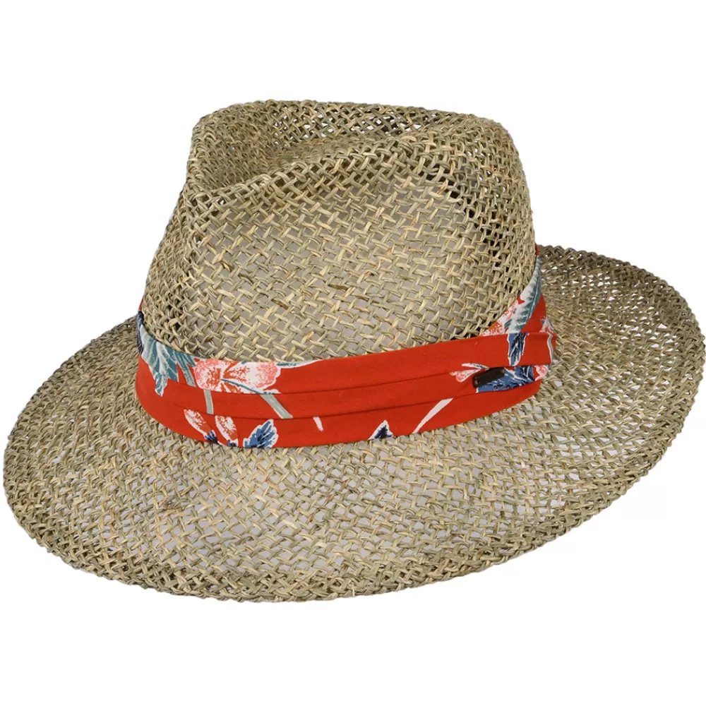 Chapeaux Trilby | Chapeaux Fedora^Brixton Chapeau Fedora en Jonc de Mer Aloha naturel-orange