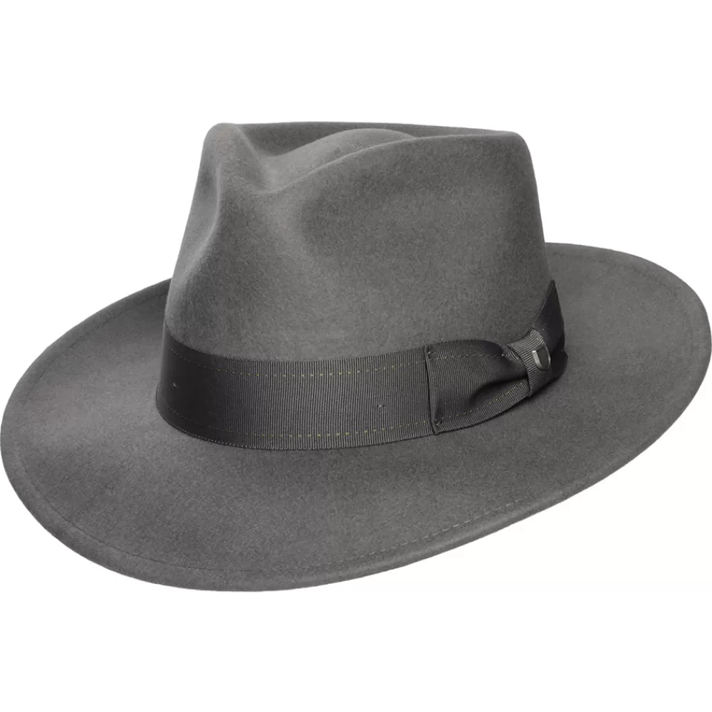 Chapeaux Trilby | Chapeaux Fedora^Brixton Chapeau Fedora en Laine Feutrée Convertabrim Swindle gris
