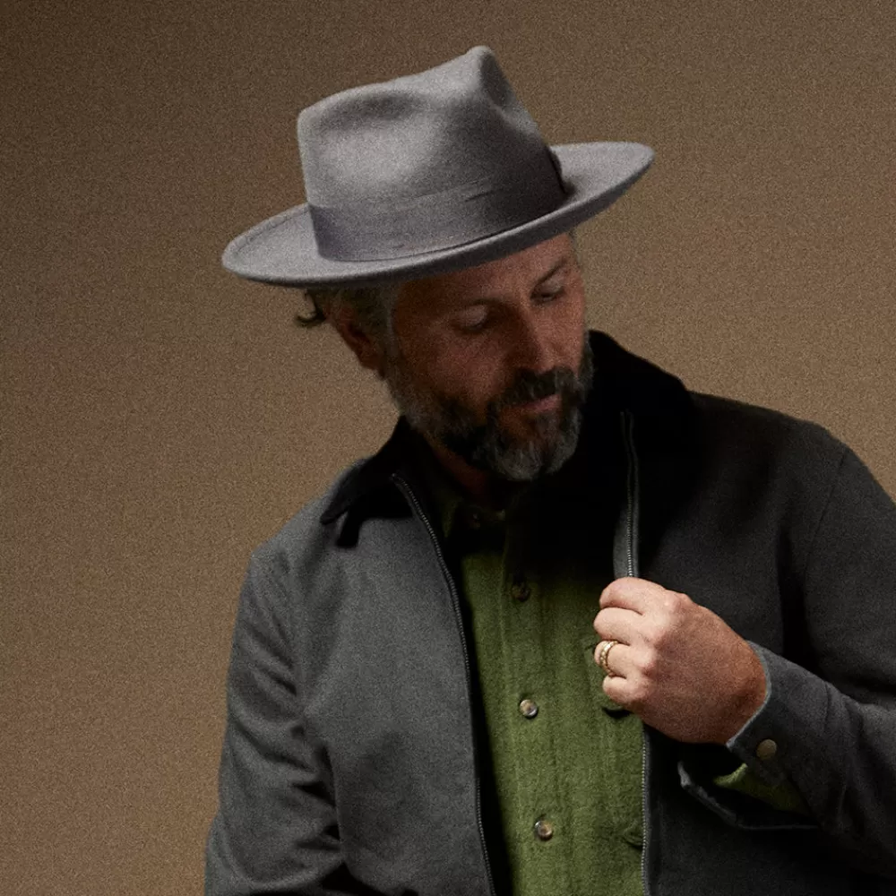 Chapeaux Trilby | Chapeaux Fedora^Brixton Chapeau Fedora en Laine Feutrée Convertabrim Swindle gris