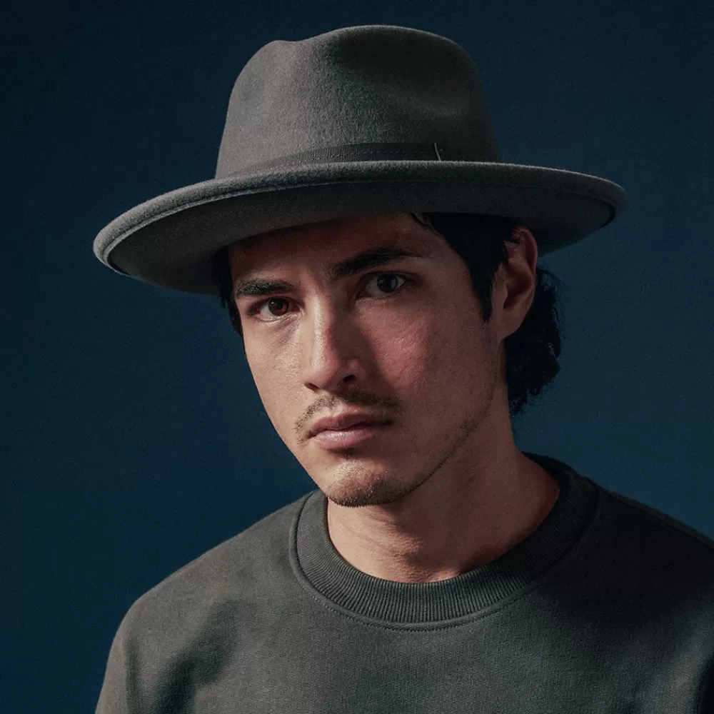 Chapeaux Trilby | Chapeaux Fedora^Brixton Chapeau Fedora en Laine Feutrée Convertabrim Swindle gris