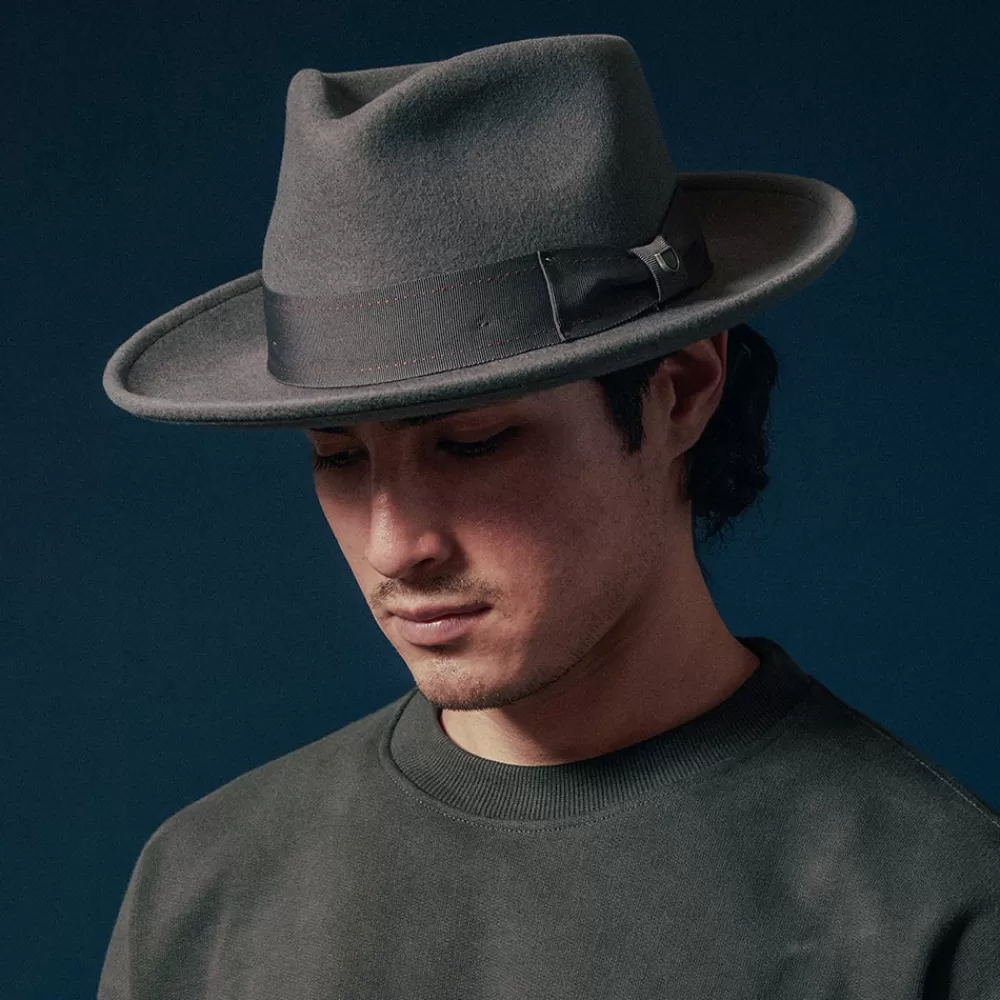 Chapeaux Trilby | Chapeaux Fedora^Brixton Chapeau Fedora en Laine Feutrée Convertabrim Swindle gris