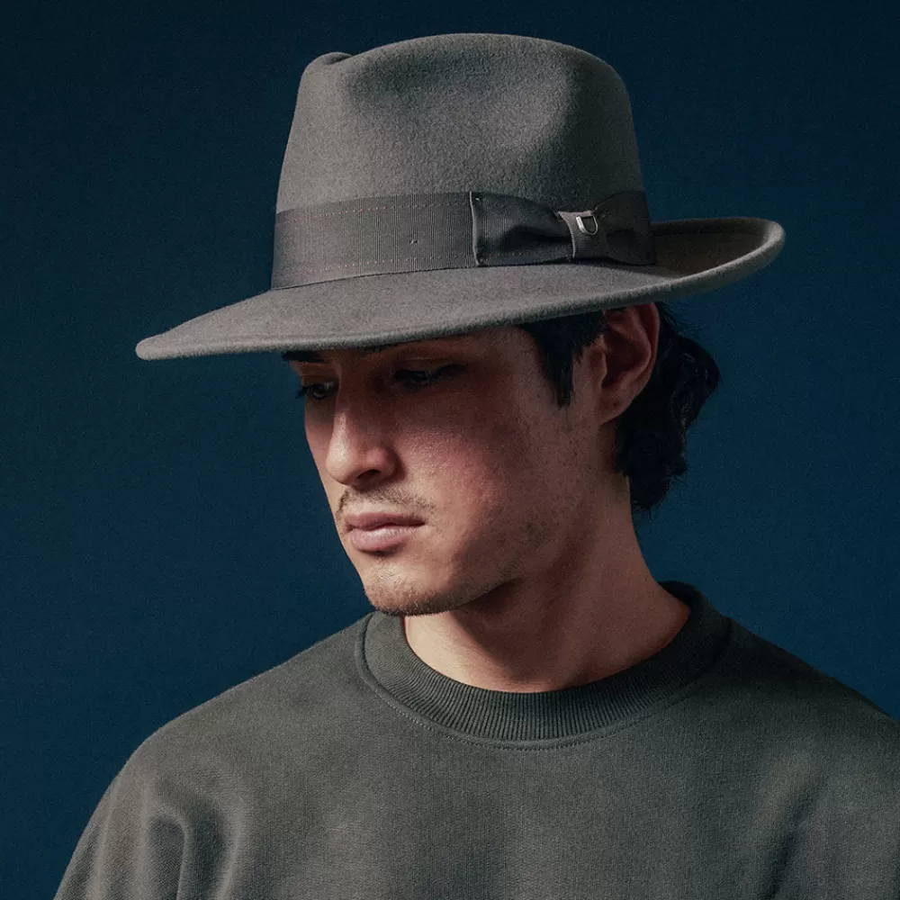 Chapeaux Trilby | Chapeaux Fedora^Brixton Chapeau Fedora en Laine Feutrée Convertabrim Swindle gris