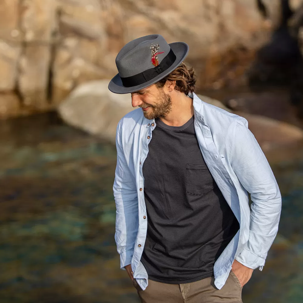 Chapeaux Trilby | Chapeaux Fedora^Jaxon & James Chapeau Fedora en Laine Feutrée Déformable C-Crown gris JAXON & JAMES