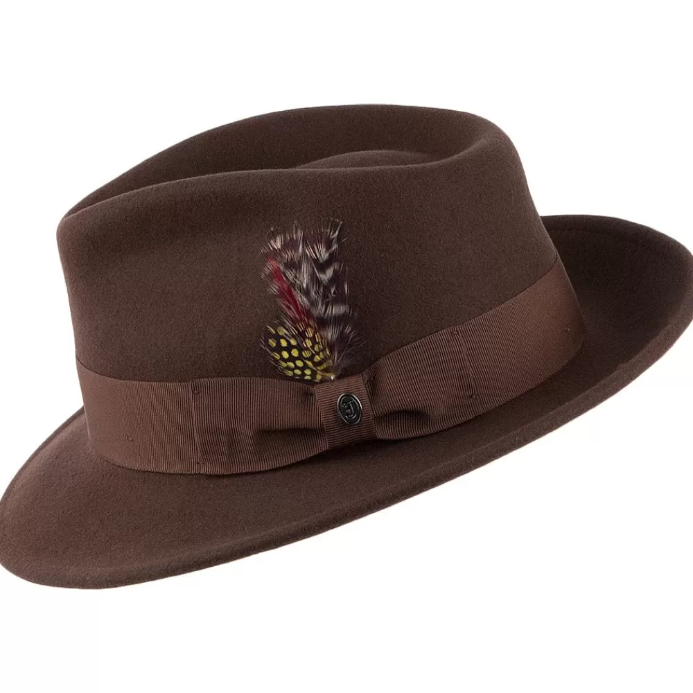 Chapeaux Trilby | Chapeaux Fedora^Jaxon & James Chapeau Fedora en Laine Feutrée Déformable C-Crown marron JAXON & JAMES