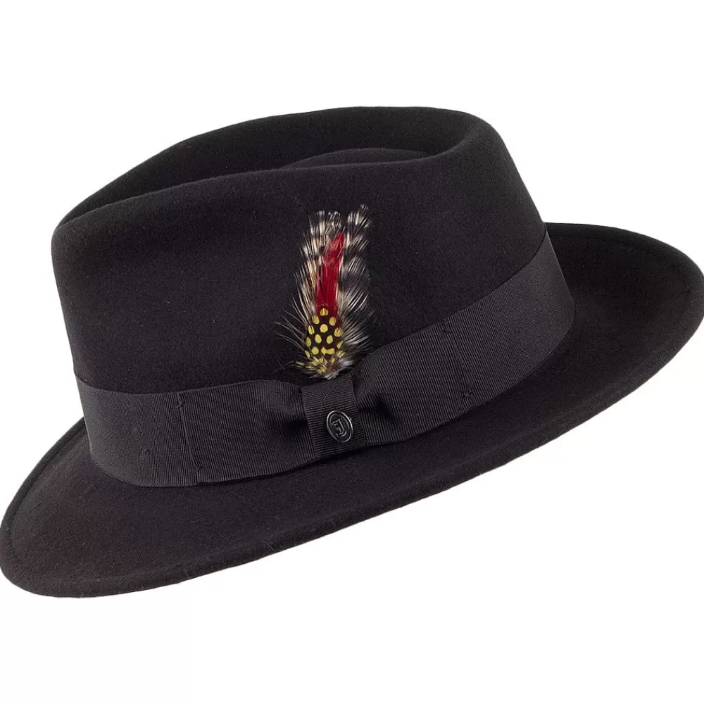 Chapeaux Trilby | Chapeaux Fedora^Jaxon & James Chapeau Fedora en Laine Feutrée Déformable C-Crown noir JAXON & JAMES
