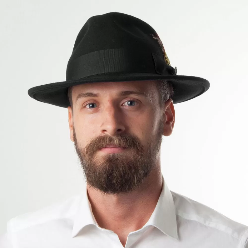 Chapeaux Trilby | Chapeaux Fedora^Jaxon & James Chapeau Fedora en Laine Feutrée Déformable C-Crown noir JAXON & JAMES