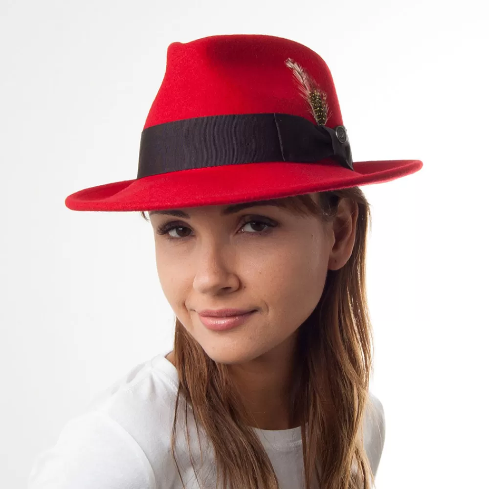 Chapeaux Trilby | Chapeaux Fedora^Jaxon & James Chapeau Fedora en Laine Feutrée Déformable C-Crown rouge JAXON & JAMES