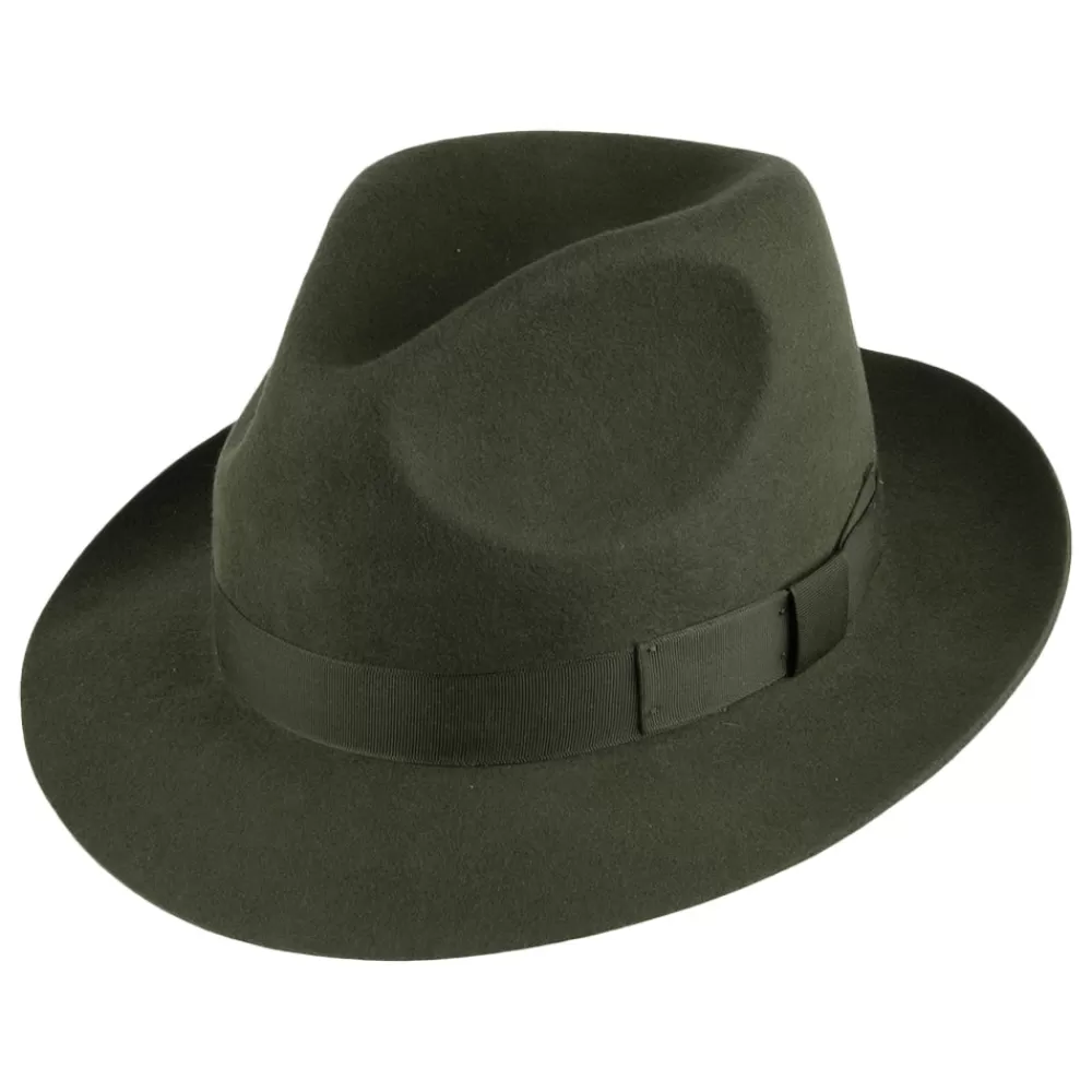 Chapeaux Trilby | Chapeaux Fedora^Denton Chapeau Fedora en Laine Feutrée Goodwood sauge