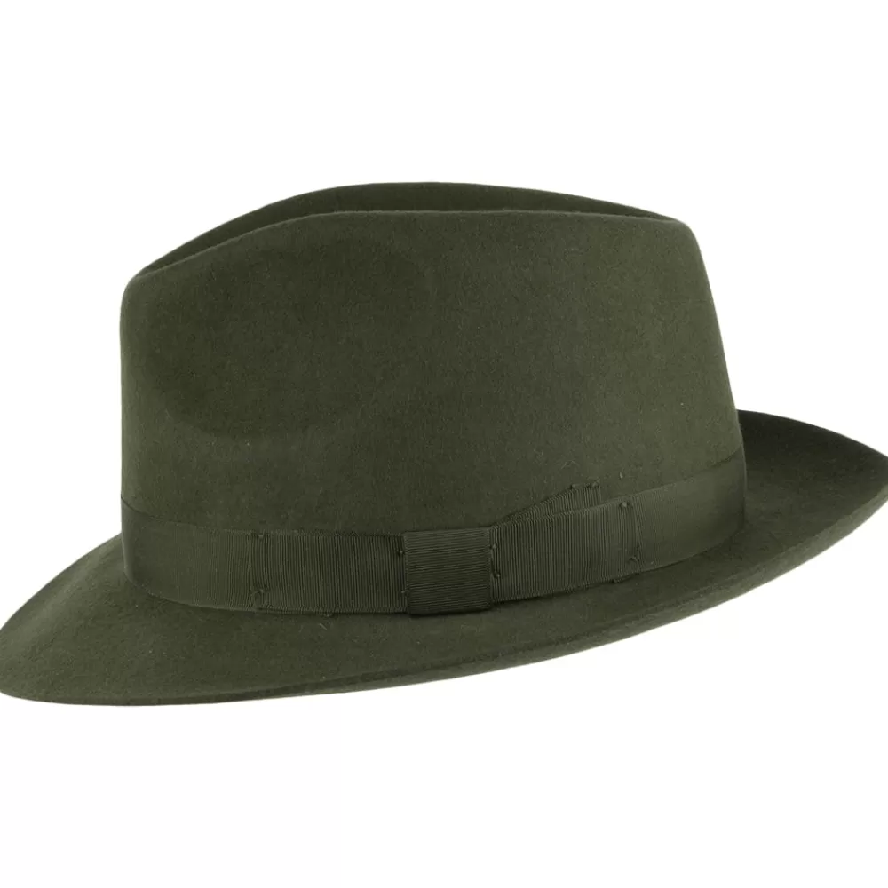 Chapeaux Trilby | Chapeaux Fedora^Denton Chapeau Fedora en Laine Feutrée Goodwood sauge