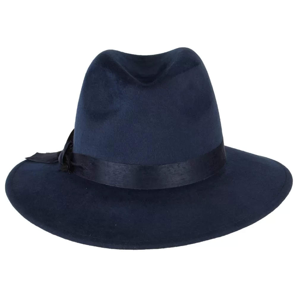 Chapeaux Trilby | Chapeaux Fedora^Failsworth Chapeau Fedora en Laine Feutrée Hydrofuge avec Plume bleu marine