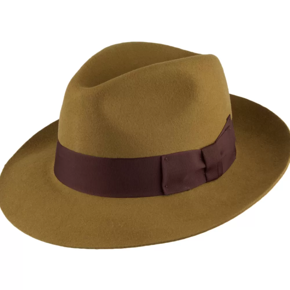Chapeaux Trilby | Chapeaux Fedora^Denton Chapeau Fedora en Laine Feutrée Mayfair moutarde