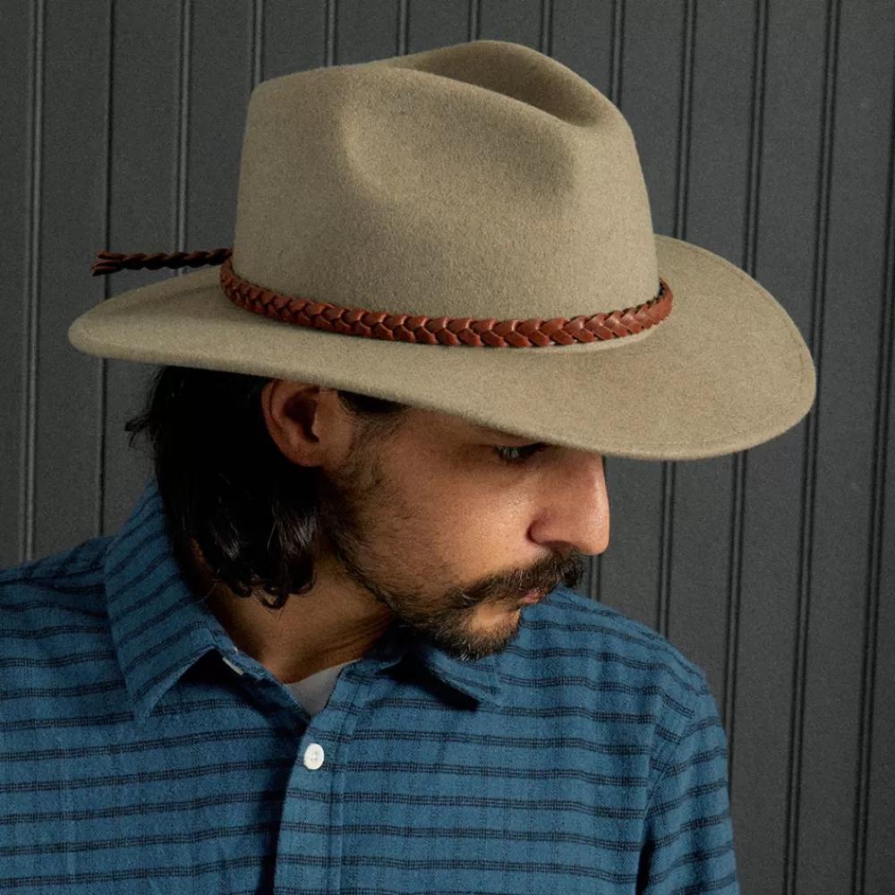 Chapeaux Trilby | Chapeaux Fedora^Brixton Chapeau Fedora en Laine Feutrée Messer Western naturel chiné
