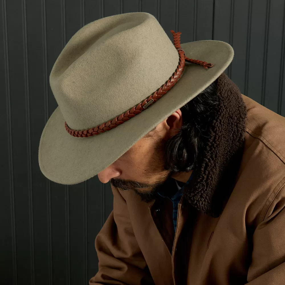 Chapeaux Trilby | Chapeaux Fedora^Brixton Chapeau Fedora en Laine Feutrée Messer Western naturel chiné