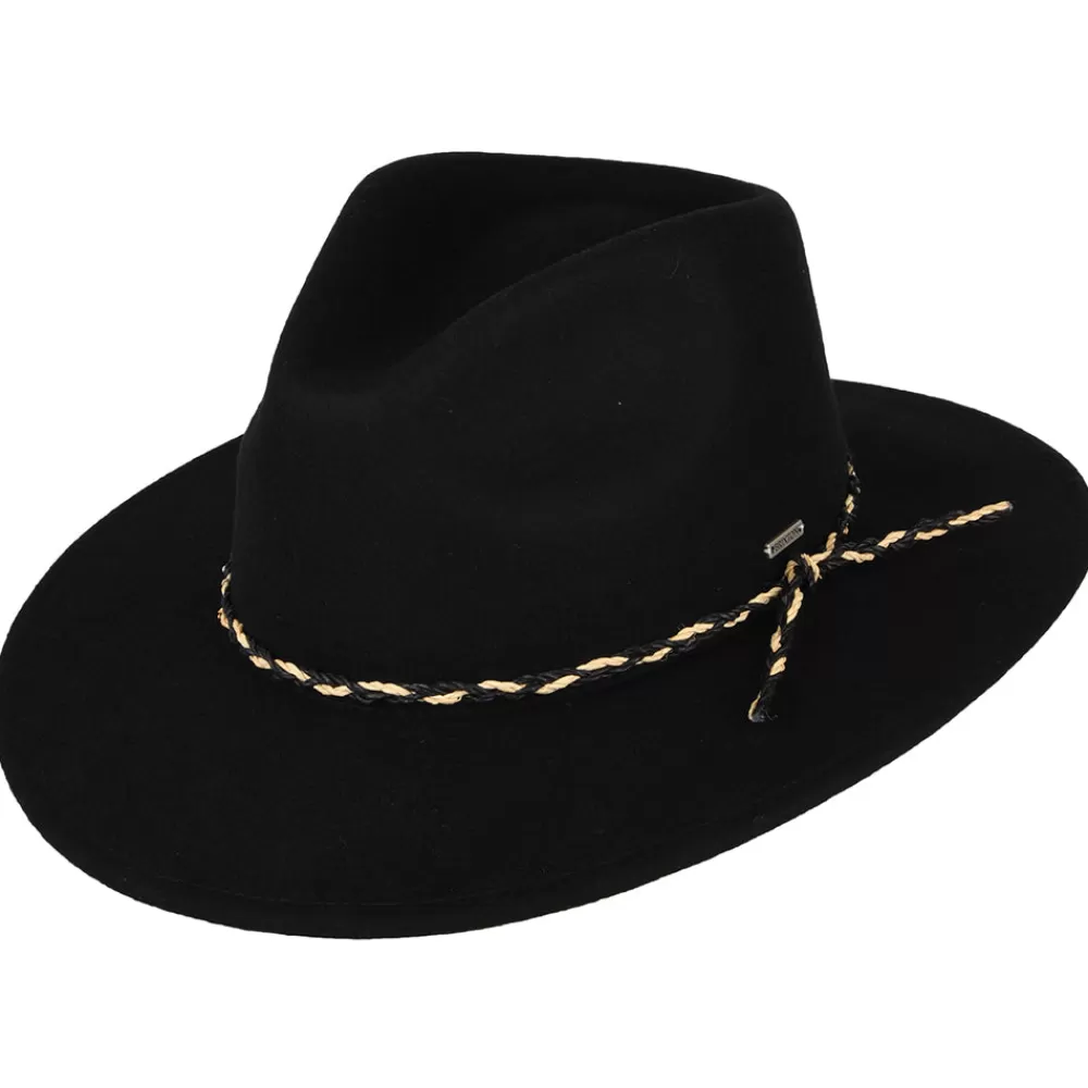 Chapeaux Trilby | Chapeaux Fedora^Brixton Chapeau Fedora en Laine Feutrée Messer Western noir