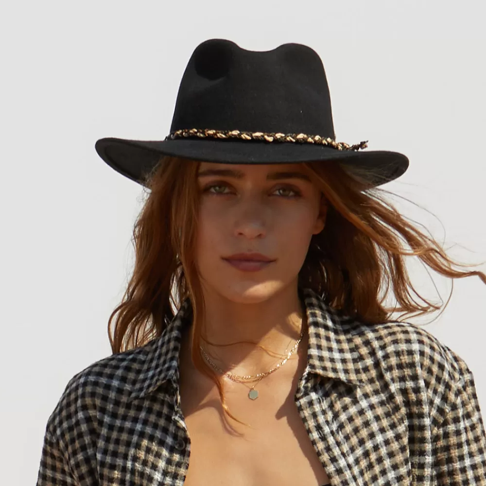 Chapeaux Trilby | Chapeaux Fedora^Brixton Chapeau Fedora en Laine Feutrée Messer Western noir