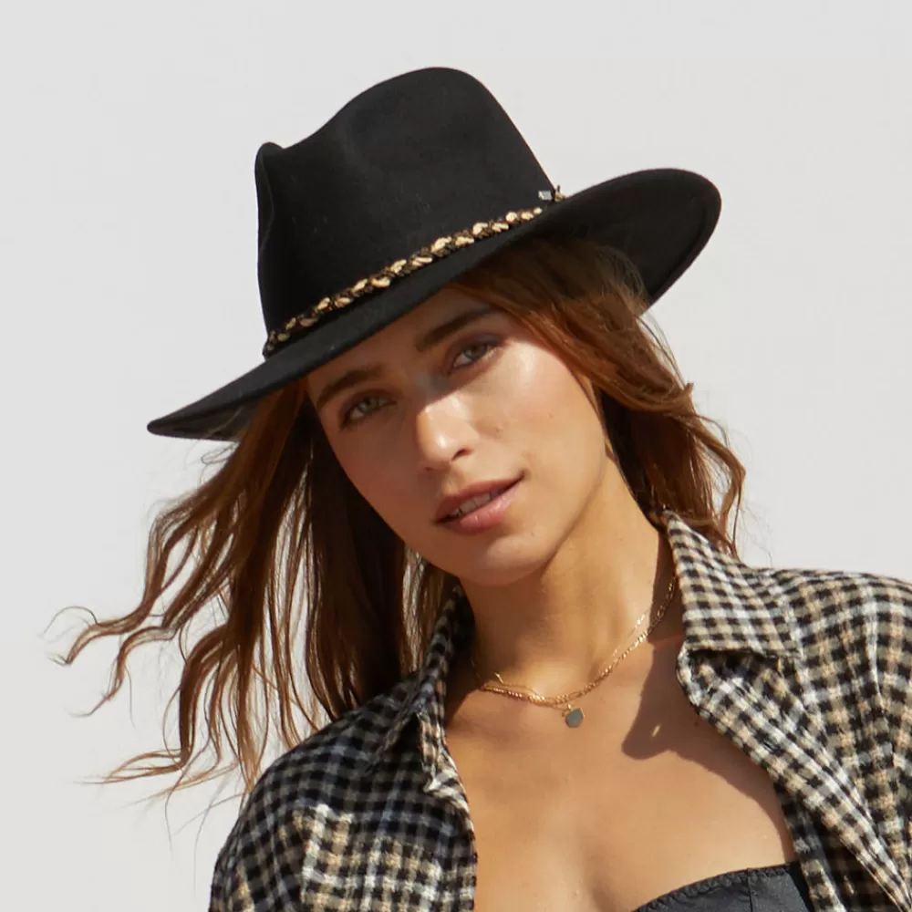 Chapeaux Trilby | Chapeaux Fedora^Brixton Chapeau Fedora en Laine Feutrée Messer Western noir