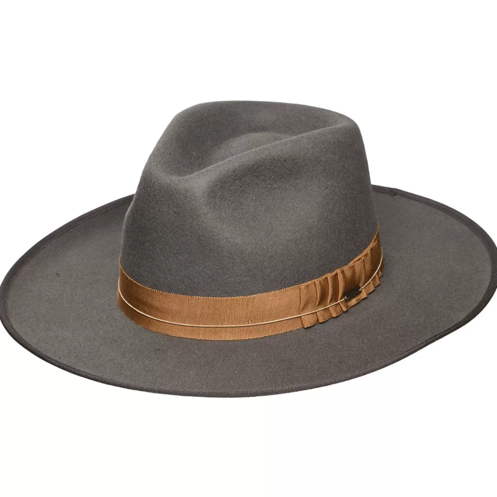 Chapeaux Trilby | Chapeaux Fedora^Brixton Chapeau Fedora en Laine Feutrée Reno gris foncé