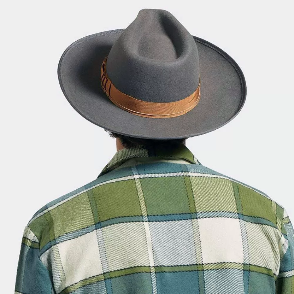 Chapeaux Trilby | Chapeaux Fedora^Brixton Chapeau Fedora en Laine Feutrée Reno gris foncé