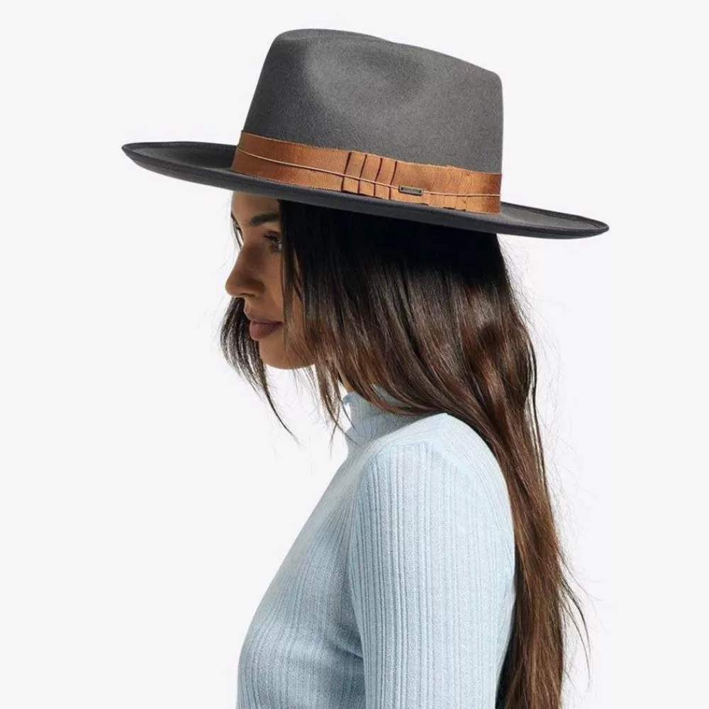 Chapeaux Trilby | Chapeaux Fedora^Brixton Chapeau Fedora en Laine Feutrée Reno gris foncé