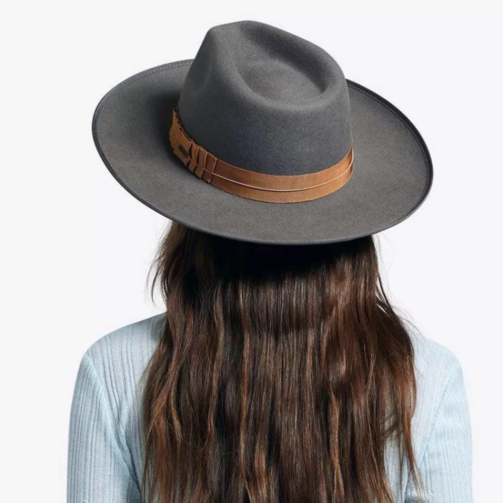 Chapeaux Trilby | Chapeaux Fedora^Brixton Chapeau Fedora en Laine Feutrée Reno gris foncé