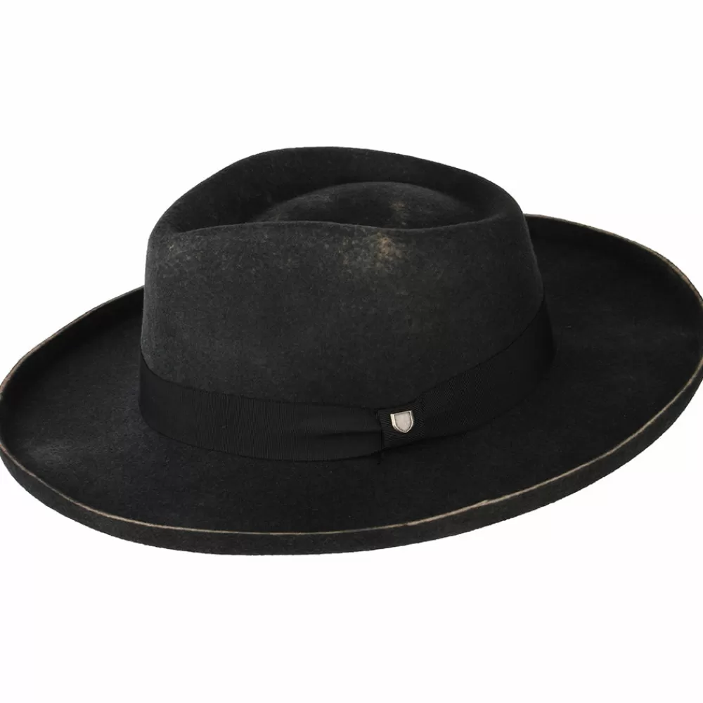 Chapeaux Trilby | Chapeaux Fedora^Brixton Chapeau Fedora en Laine Feutrée Victoria noir délavé