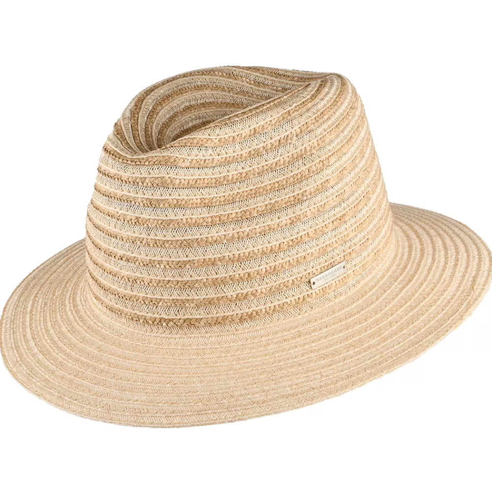 Chapeaux Trilby | Chapeaux Fedora^Seeberger Chapeau Fedora en Paille à Rayures naturel-sable