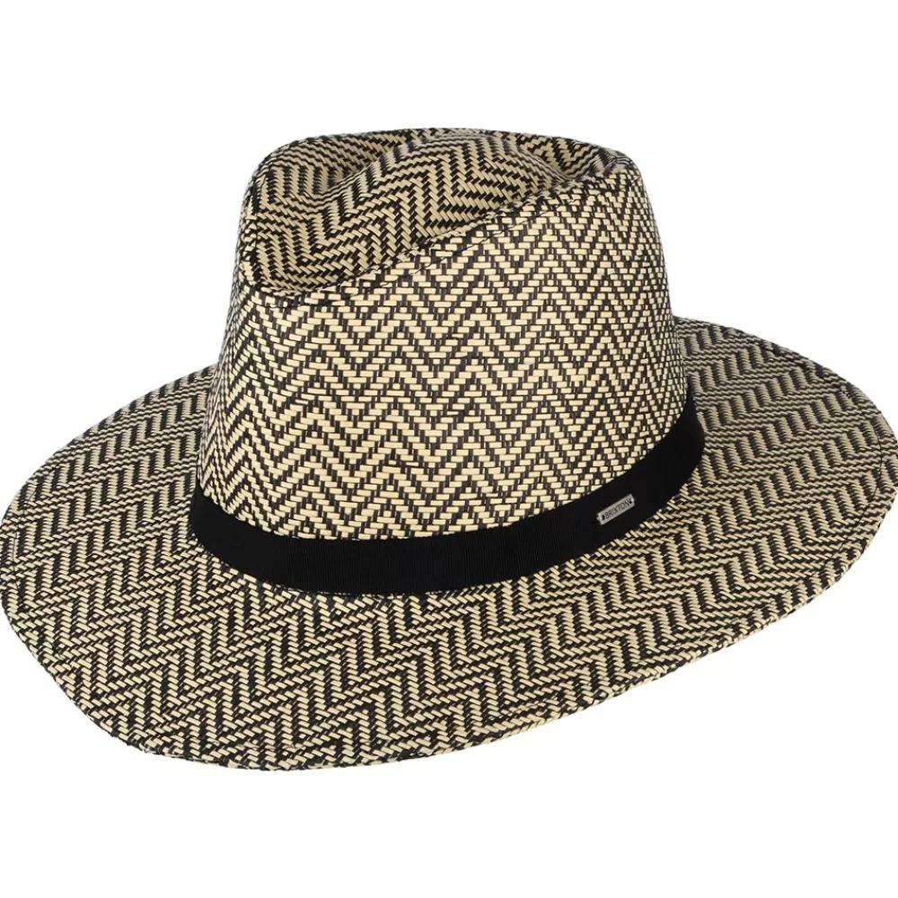 Chapeaux Trilby | Chapeaux Fedora^Brixton Chapeau Fedora en Paille Toyo à Chevrons Pliable Carolina noir-naturel