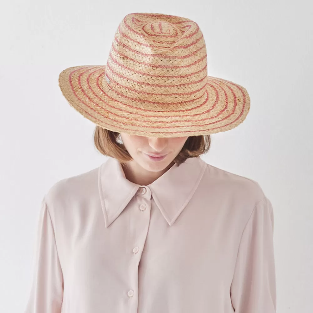 Chapeaux Trilby | Chapeaux Fedora^Seeberger Chapeau Fedora en Raphia Déformable naturel-rose