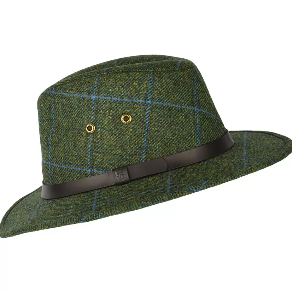 Chapeaux Trilby | Chapeaux Fedora^Failsworth Chapeau Fedora Hydrofuge à Carreaux Huntsman vert-bleu