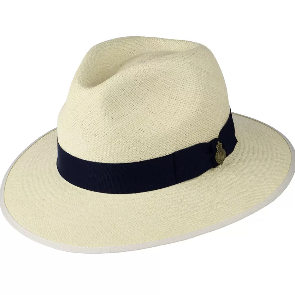 Chapeaux Trilby | Chapeaux Fedora^Christys Chapeau Fedora Panama à Bord Baissé Bandeau bleu marine Superfine semi-décoloré