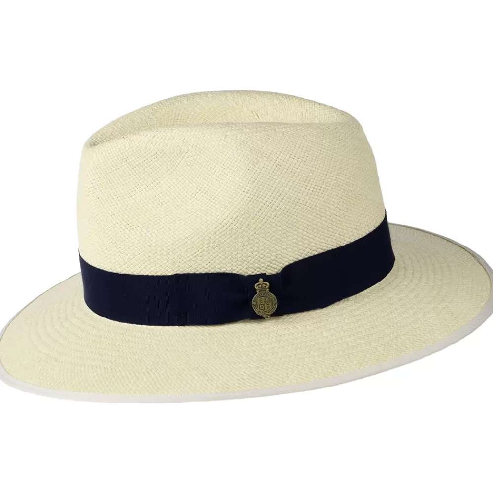 Chapeaux Trilby | Chapeaux Fedora^Christys Chapeau Fedora Panama à Bord Baissé Bandeau bleu marine Superfine semi-décoloré